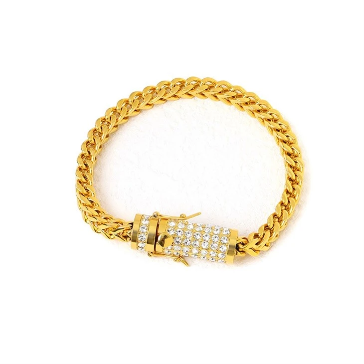316 Stainless Steel Rope Square Chain bracelet with Paved CZ Barrel Clasp 316 Stainless Steel Rope Square Chain bracelet with Paved CZ Barrel Clasp