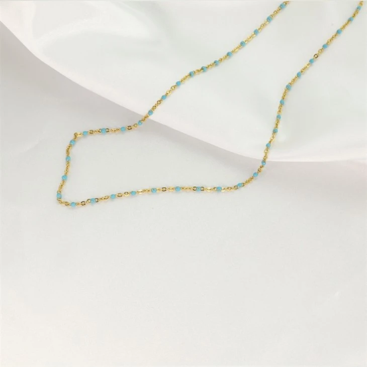 Blue Beaded Cable Chain Necklace price Blue Beaded Cable Chain Necklace price