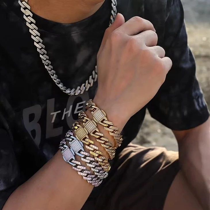 Cubic Zircon Hip Hop Jewelry Colours Miami Stainless Steel Zircon Bracelet Cubic Zircon Hip Hop Jewelry Colours Miami Stainless Steel Zircon Bracelet
