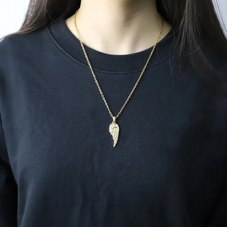Textured Angel Wing Pendant Necklace factory Textured Angel Wing Pendant Necklace factory