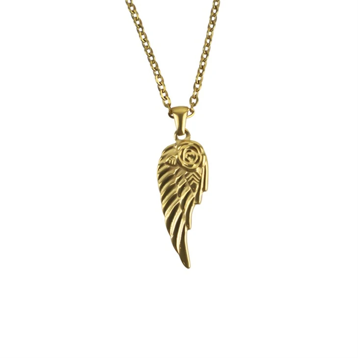 Textured Angel Wing Pendant Necklace Textured Angel Wing Pendant Necklace
