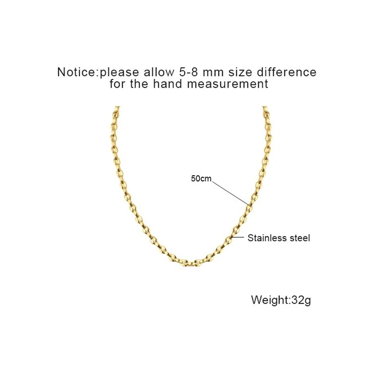 Stainless Steel Rolo Link Gold Chain Necklace & Bracelet Set high quality Stainless Steel Rolo Link Gold Chain Necklace & Bracelet Set high quality