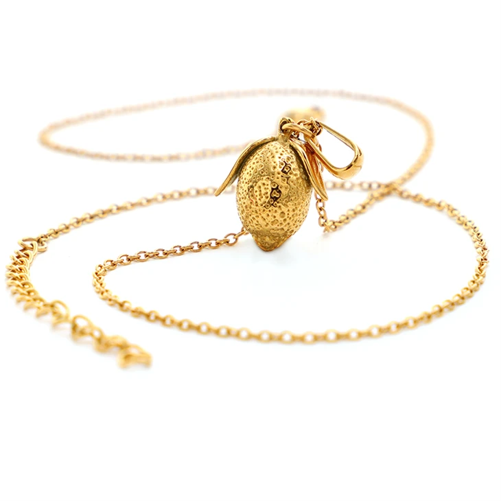 316L Stainless Steel Textured Lemon Pendant Necklace 316L Stainless Steel Textured Lemon Pendant Necklace