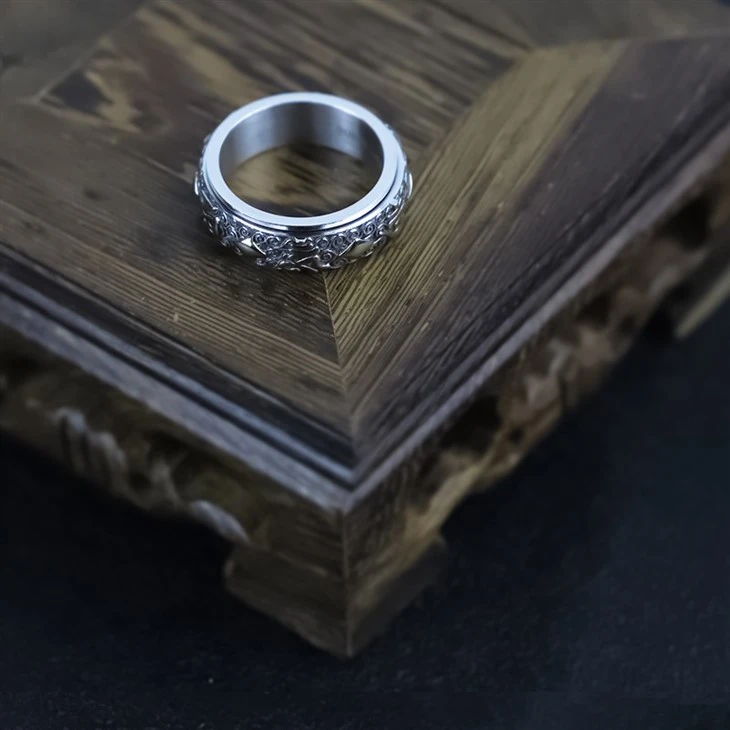 Vintage Relief Dual-Tone Gothic Band Ring price